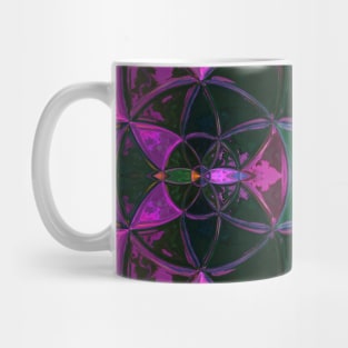 Mosaic Kaleidoscope Flower Pink Purple and Black Mug